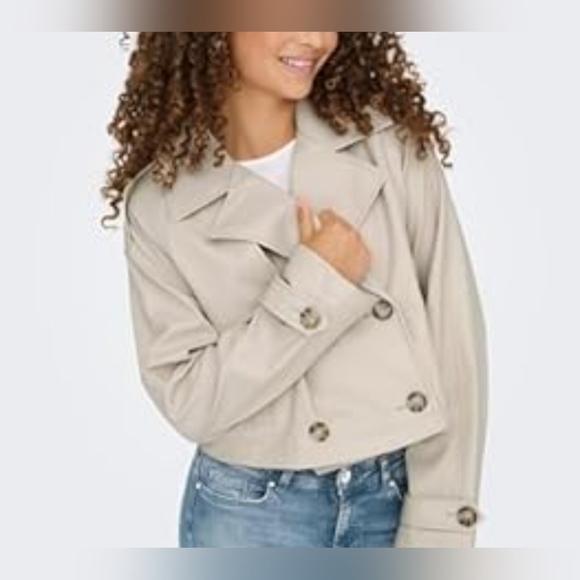 Women's Beige Double-Breasted Jacket - Picture 5 of 6
